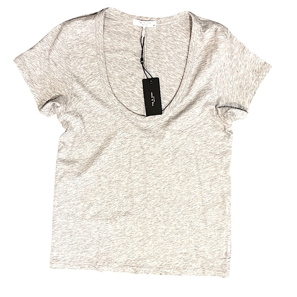 Rag & Bone The Slub U-Neck Tee Heather Grey - Picture 8 of 8